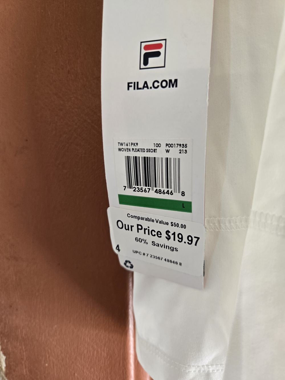 FILA White Woven Pleated Skort - White